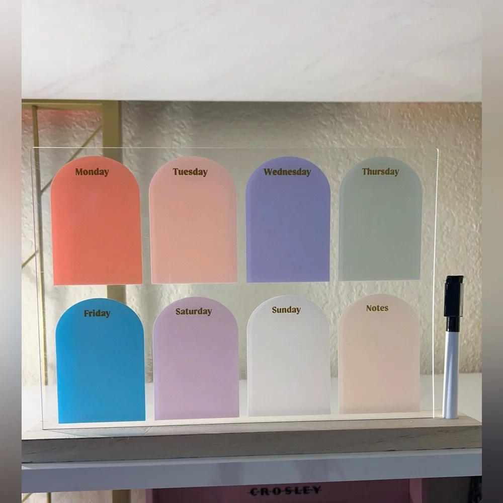 NEW Colorful Weekly Desktop Dry Erase Planner with Marker